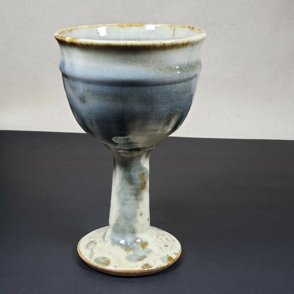 Handmade Ceramic Stoneware Goblet Chalice, 6.75" - Picture 3 of 5